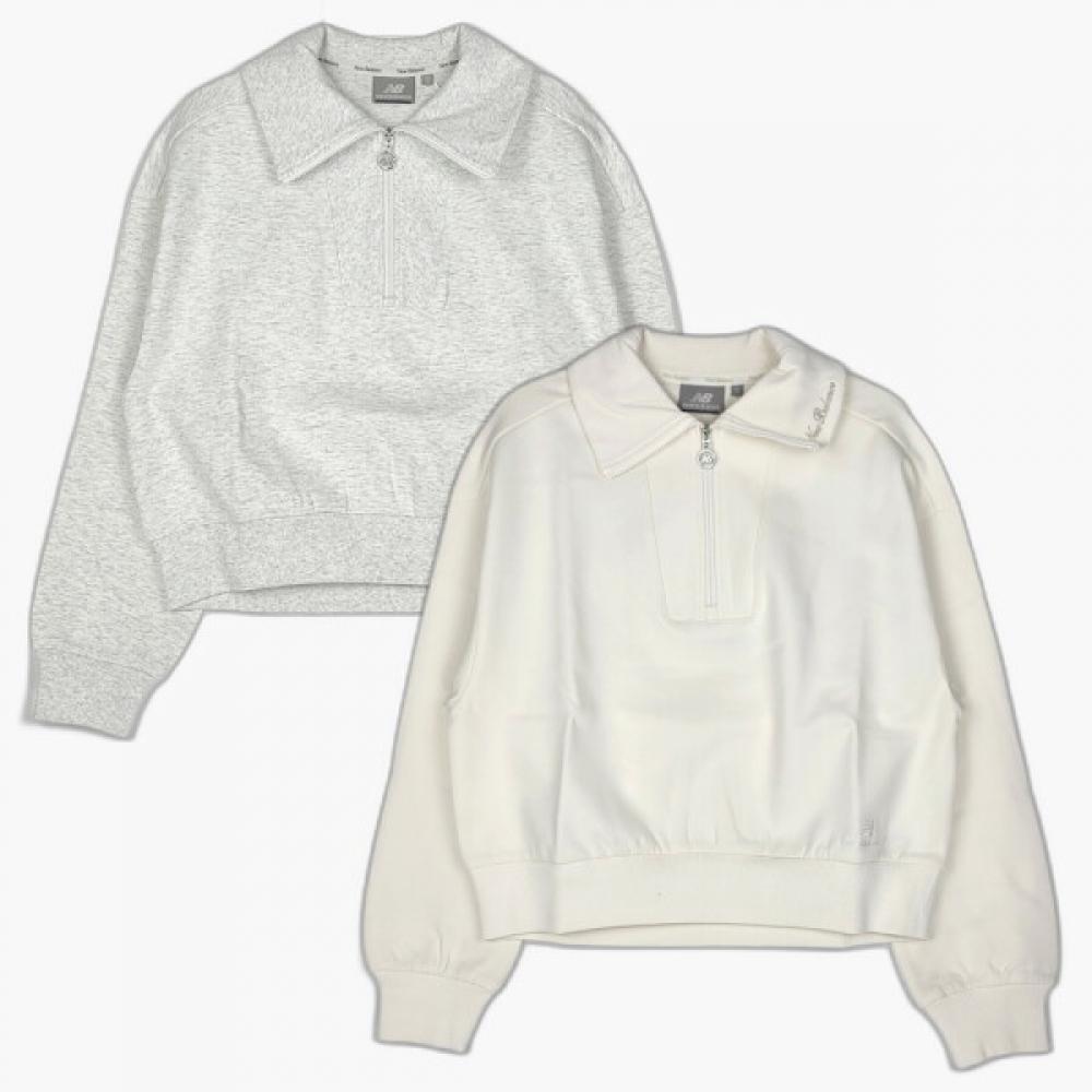 

New Balance Женский фирменный полуукороченный свитшот на молнии до половины без флиса Nbncd3w812 (64)Cream/085(S)