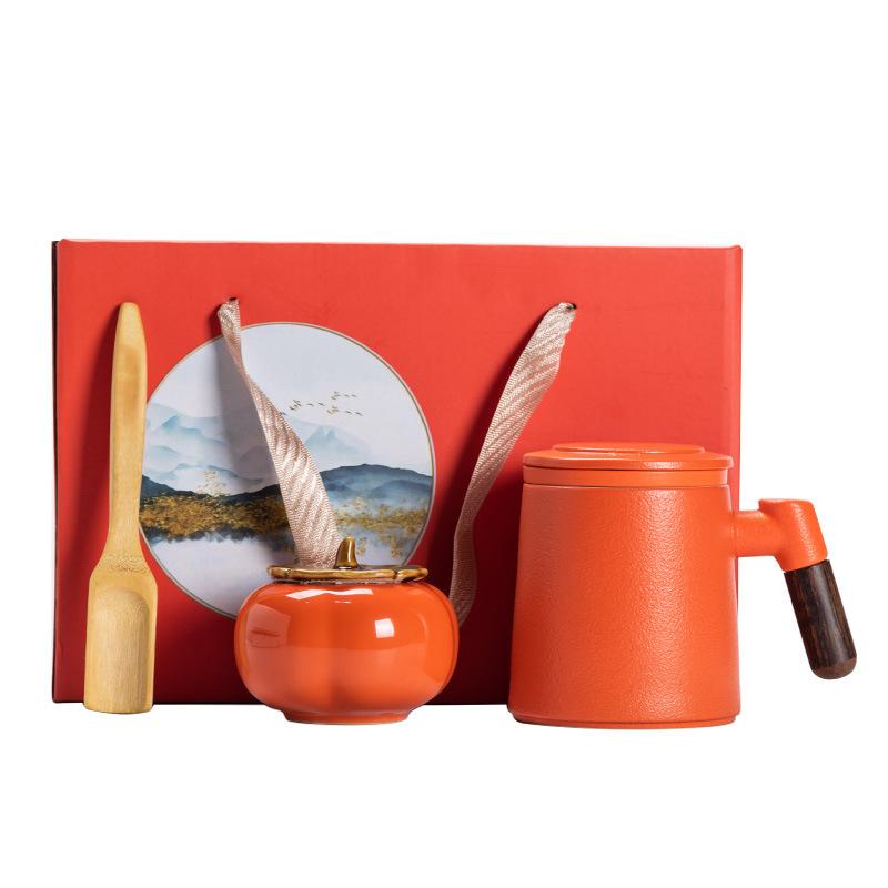 Ceramic Filter Bubble Tea Cup Tea Water Separation Cup Office Father's Day Leader Student Business Gift