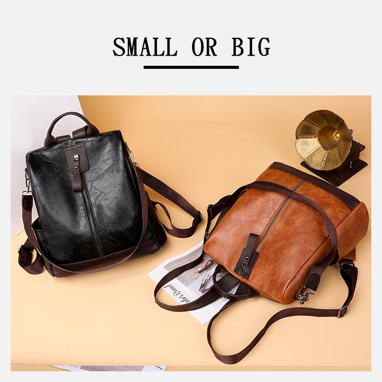Dam Retro Anti-Stöld PU Ryggsäck - Casual Outdoor Travel Bag 2025