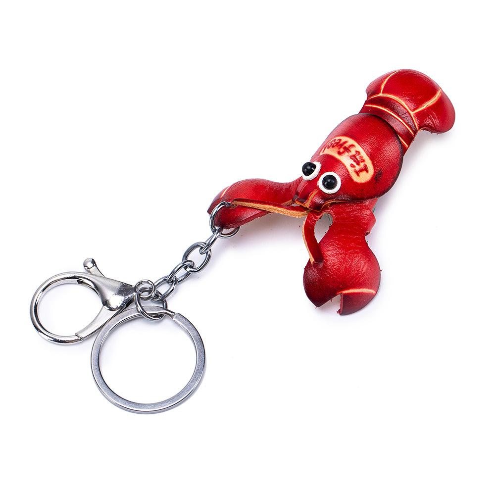 New First-layer Cowhide Mini Animal Keychain Handmade Creative Bag Pendant Car Keychain Universal
