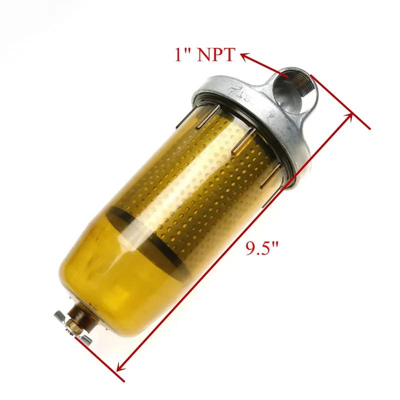 

496 Fuel Tank Filter Assembly for Gasoline and Diesel Water Separate 30 Micron Max 25gpm 150psi with Zinc 1 NPT Top Cap