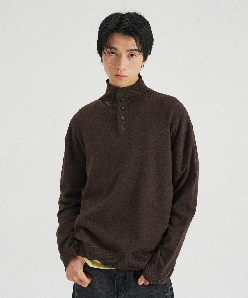 SLOWACID High-Neck Pullover Knit [Brown]
