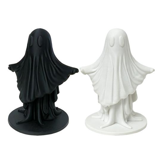 Umbra Studio 3D Printed Cute Ghost Figurine, Minimalist Home Decor, Matte Black & White Dual Colors, Stable Base for Living Room Entryway Halloween