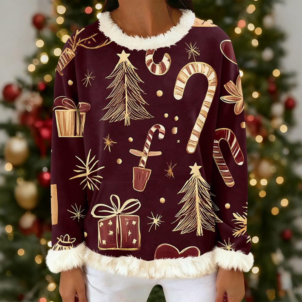 Women's Casual Fashion Print Long Sleeve Hooded Sweatshirt Top