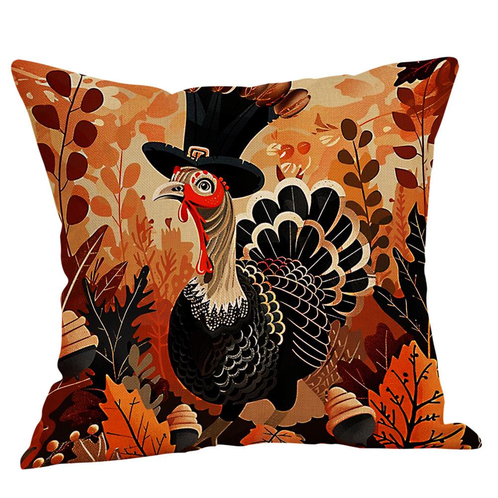 Cartoon Turkey Pattern Throw Pillow Covers With Digital Printing Of Short Plush Fabric Car-Shaped Sofa Cushion Office Home Decor