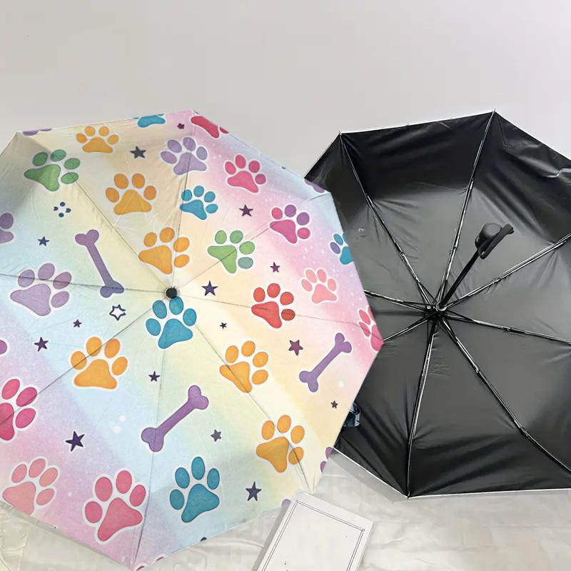 1pc Paw Prints Bone Pattern Umbrella  Automatic Opening and Closing Umbrella, High quality Umbrella, Ideal Gift for Her 198