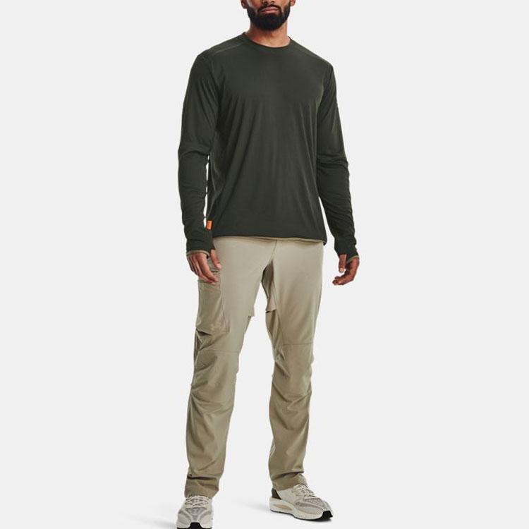 Under Armour Solid Color Reflective Crew Neck Long Sleeve T-Shirt Men Tops Baroque-Green 1370038-310