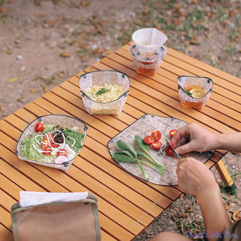 Ultralight Portable Foldable Camping Tableware Foldable Bowl Dinner Plate Coffee Filter Funnel Cup Travel Chopping Tableware