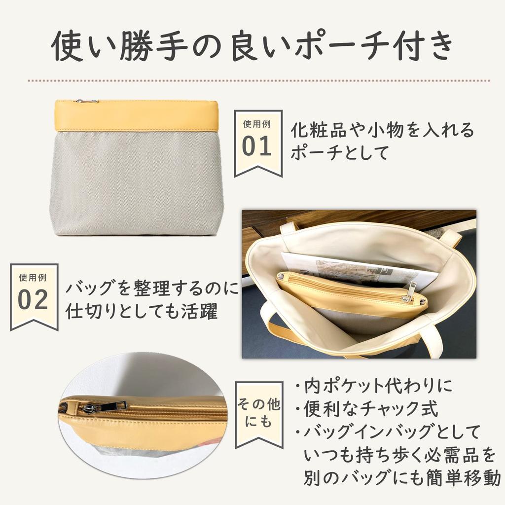 [KAIYU] Reversible Women's Bag with Pouch, Faux Leather (Yellow)