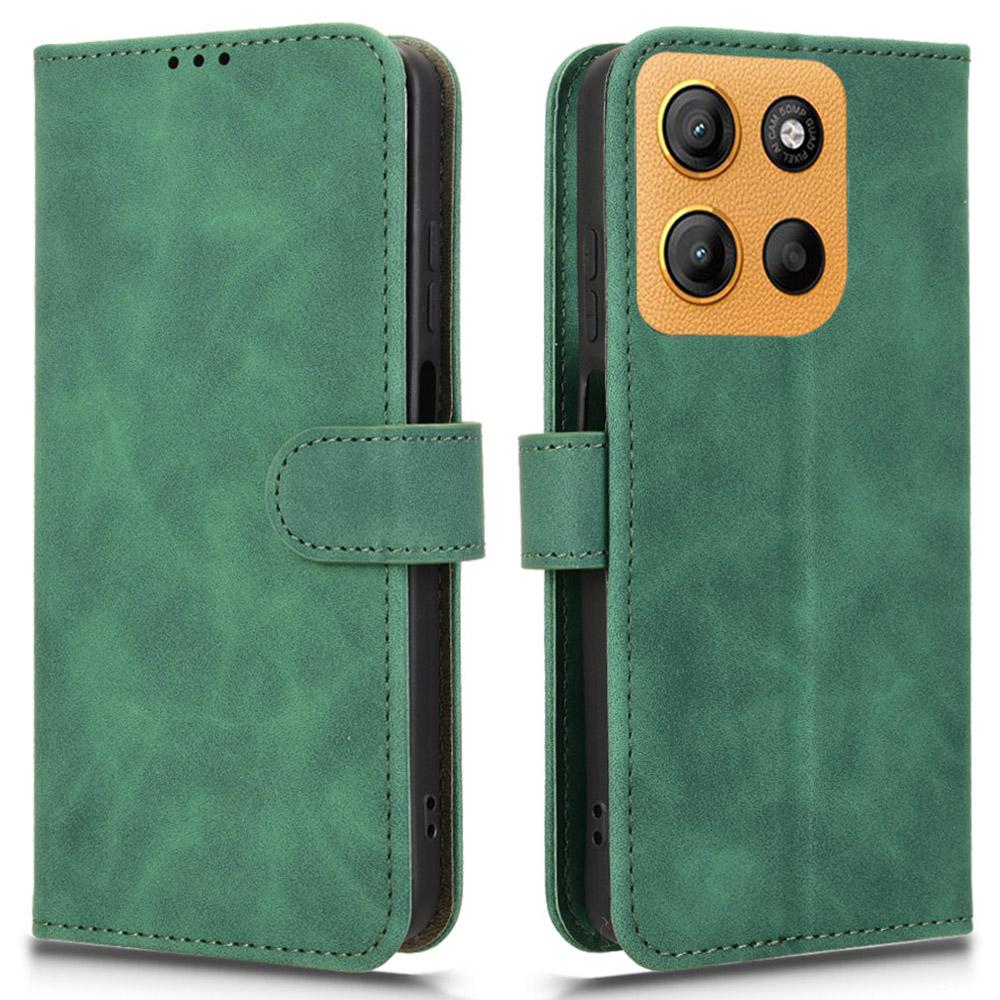 

For Motorola Moto G15 4G Leather Case Skin Feel Anti Drop Wallet Flip Phone Cover Green