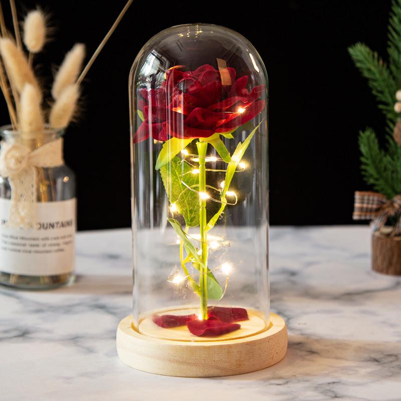 Glass cover simulation rose ornament, immortal flower ornament creative Mother's Day Valentine's Day gift
