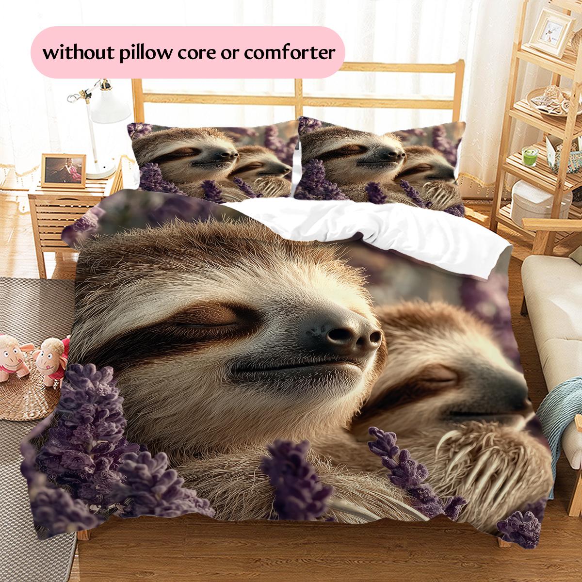 

Two Sloths Pattern Bedding Home Decoration Birthday Gift (1 * duvet cover + 2 * pillowcase, without core) 200x220cm