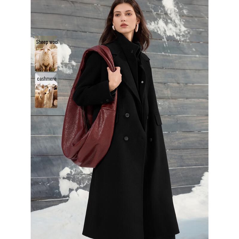 

ELLE Women s Cashmere Blend Double-Faced Wool Coat S