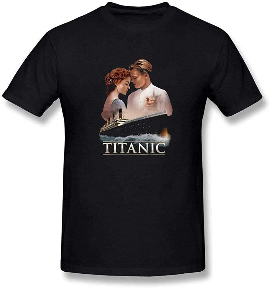 Man Titanic Movie Poster Jack and Rose Mercerized Cotton T-Shirts Black XXL