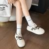 Leather thick-soled German training shoes women's autumn new versatile and lightweight round head color matching lace-up sports board shoes