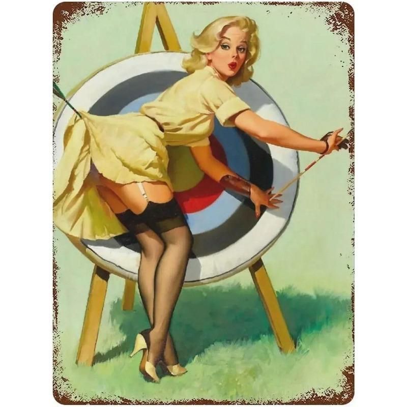 Pin-Up Girl Metal Sign, Vintage Wall Art Decor 30x20cm
