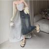 High Waist Elastic Denim A-Line Skirt - Women's Mid-Length Slim Fit Wrap Skirt for Summer