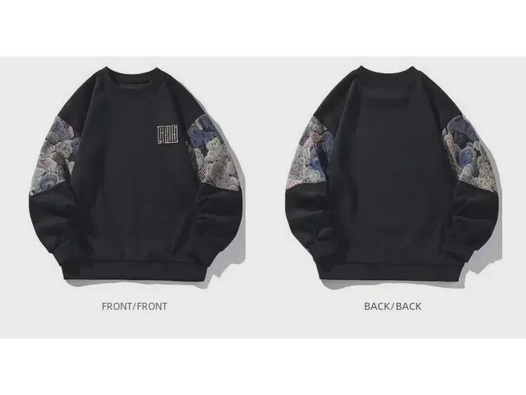 Men's Oversized Fleece Sweatshirt - Large Size, Casual, Hoodless, Autumn & Winter Wear