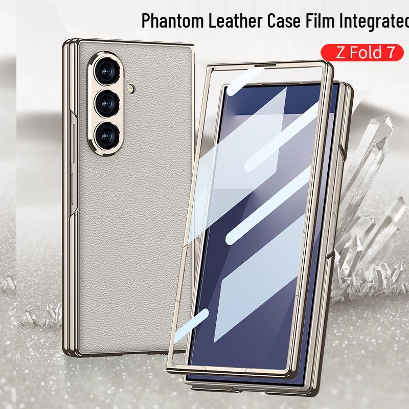 Solid Color Electroplated Leather Case for Samsung Z Fold7