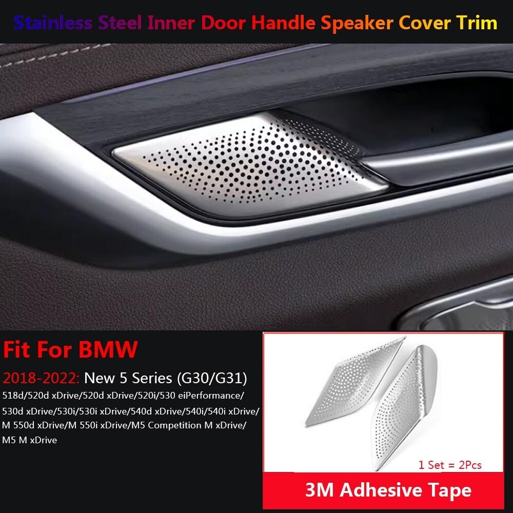 Stainless For BMW 5 Series G30 Car Inner Door Handle Speaker Stereo Cover Trims