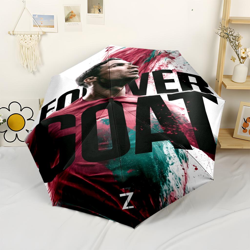 Cr7: Football Legend Compact Travel Automatic Umbrella Retractable Design with 8-Rib Durability Lightweight All-Season Use Elegant Women's Umbrella