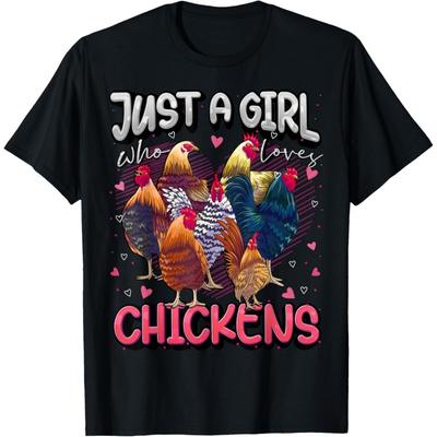 Just A Girl Who Loves Chickens Cute Chicken Lover Farmers T-Shirt