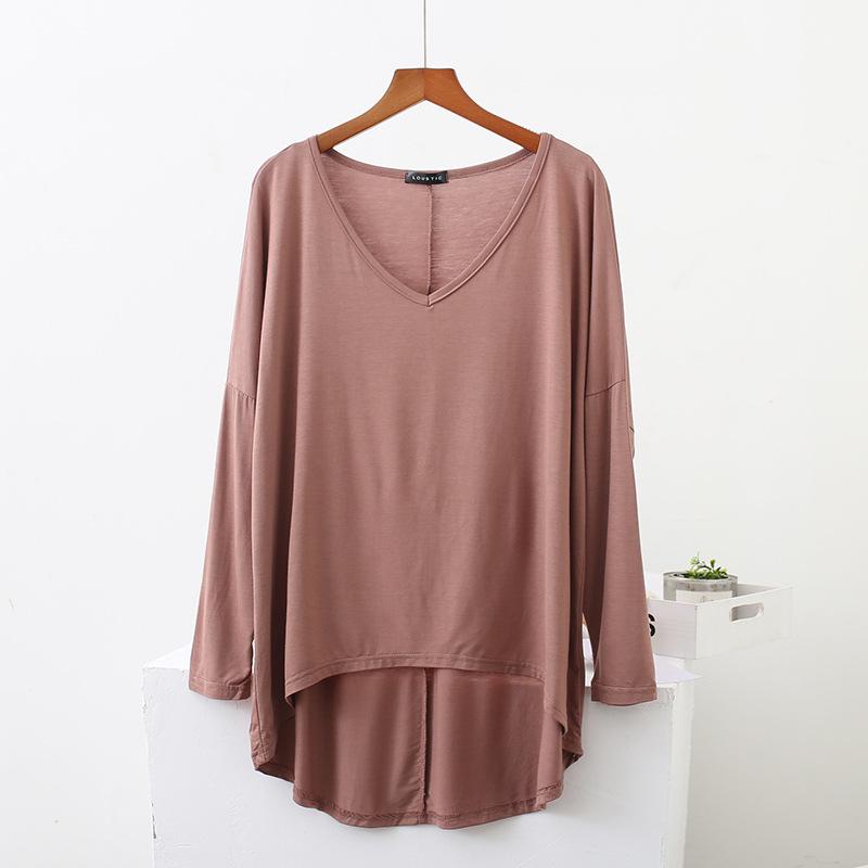 Plus Size V-Neck Batwing Sleeve High-Low Modal Top for Women
