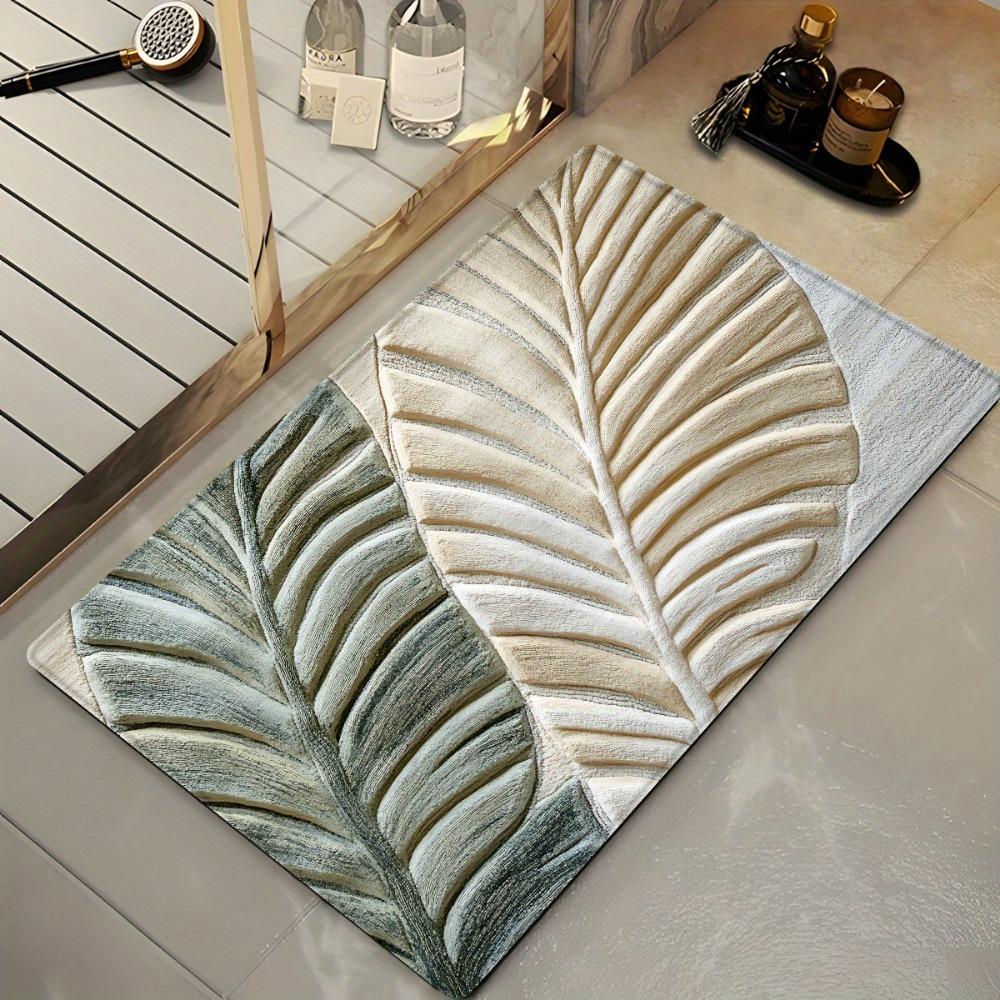 3D Tropical Leaf Print Doormat Non Slip Washable Bath Mat Modern Fashionable Bathroom Rug Home Decor 1PC