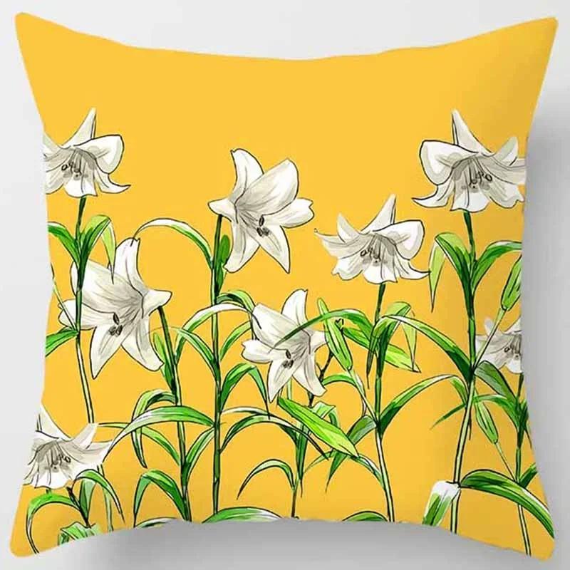 Fashion Yellow Decorative Pillowcase, Living Room Sofa Office Seat Waist Cushion  Cover  Aesthetic Home Decoration