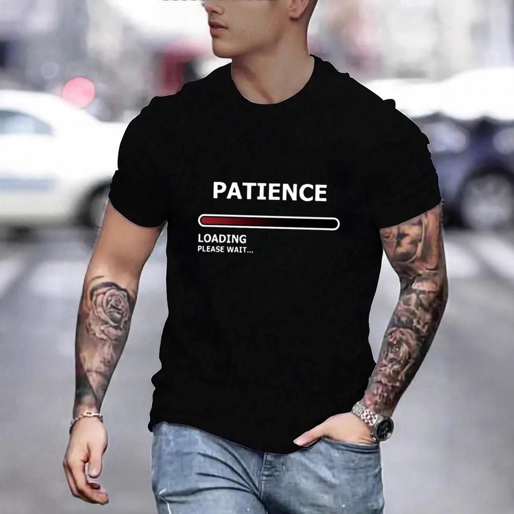 Summer Round Neck Patience Printed Top Fashionable Casual Pure Cotton Short Sleeved Men's T-shirt