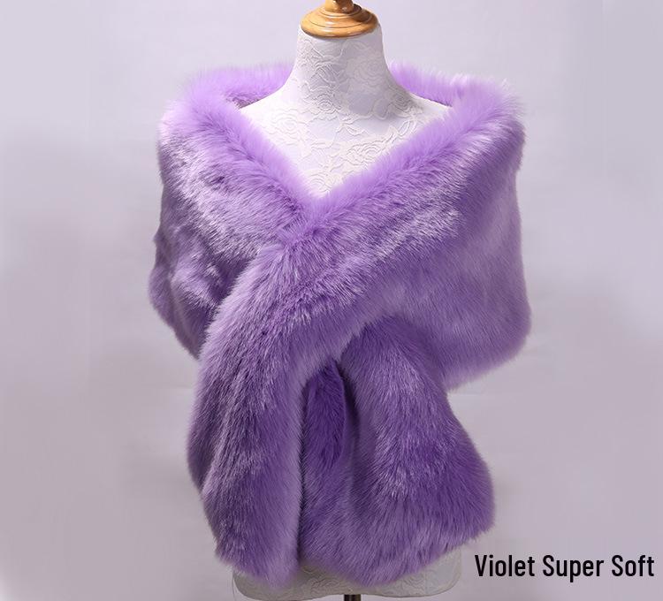 Women's Faux Fox Fur Shawl Cloak: Thick Autumn/Winter Bridal Evening Scarf and Neck Warmer