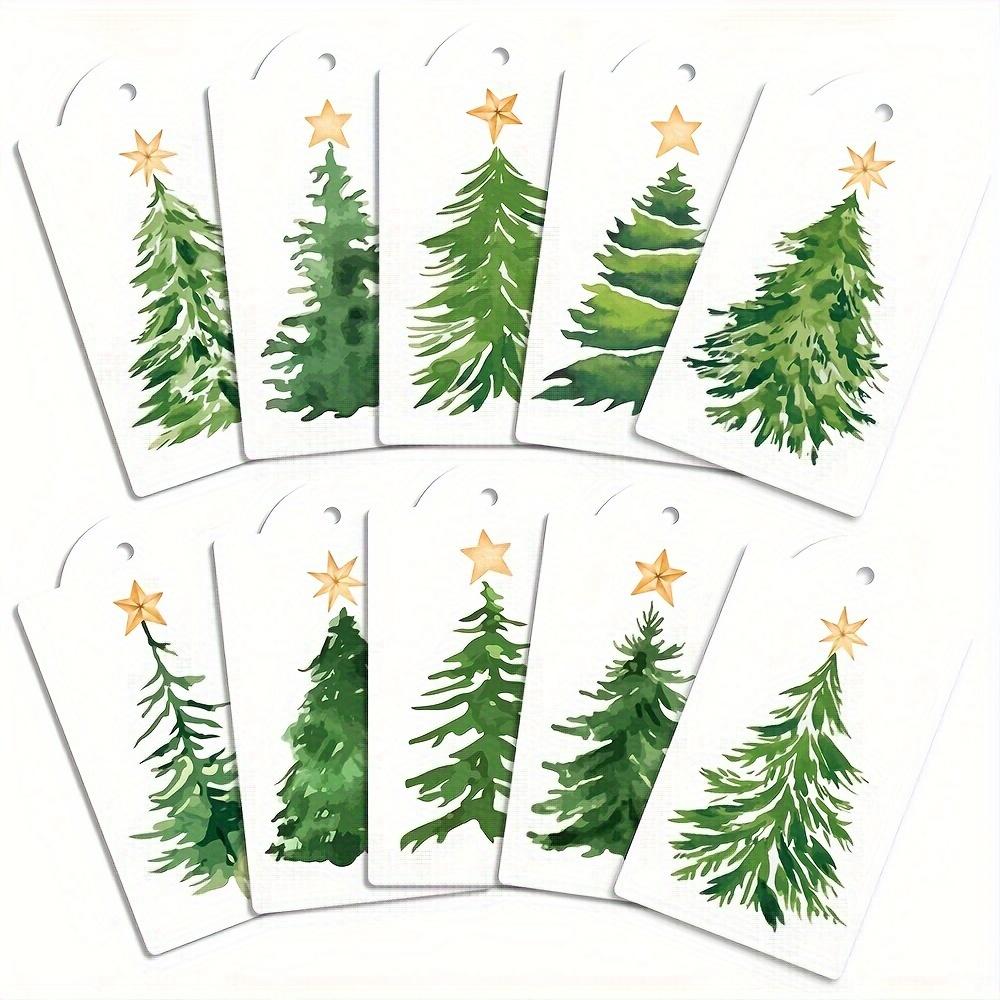 30/60pcs Christmas Tree Ornament Tags with Rope - for Holiday Decorations & Gifts Holiday Stickers Gift decoration hang tag