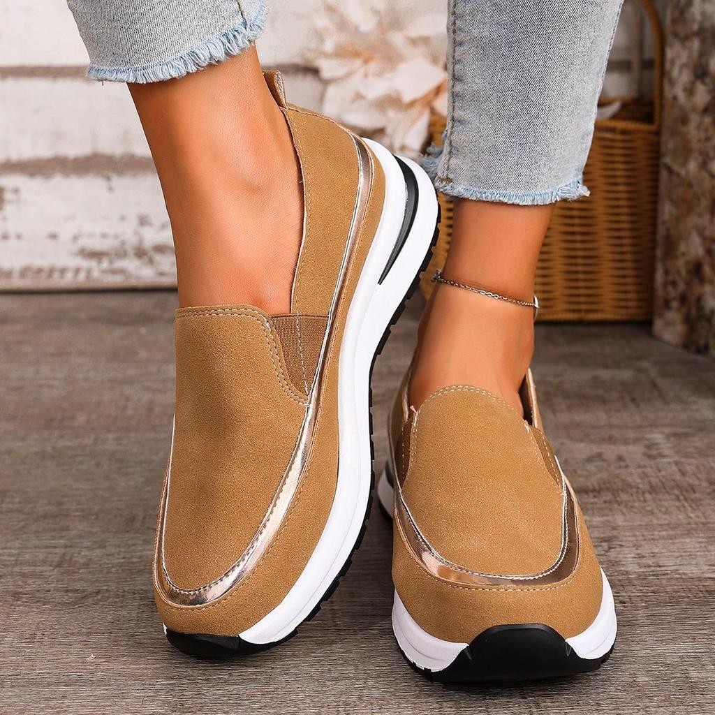 Zapatos Casuales de Talla Grande para Mujer Suelas Gruesas Combinación de Colores Slip-on Deportivos Zapatos de Mujer