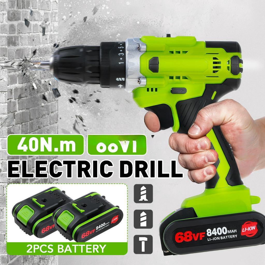 Screwdriver Driver And LED Worklight And 8400mAh Battery  25+1 N.M Electric Cordless Drill 68V