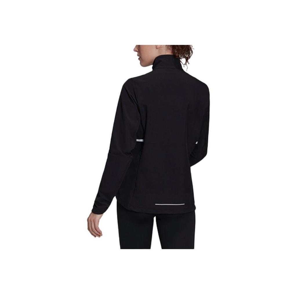 Adidas Logo Print Stand Collar Zip-Up Jacket Women Jackets Black GU3834