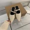 Women's Baotou Half Slippers Women's Summer Wear Pointed Soft Leather Evening Shoes Gentle Fairy Wind Flat Bottom Muller Sandals