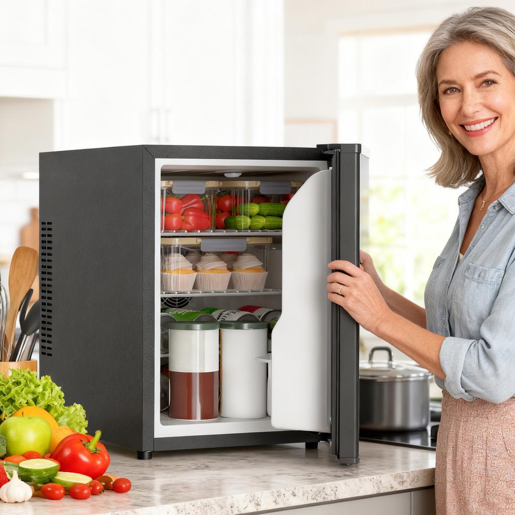 Mini Fridge 44L/46 Cans Small Refrigerator with Adjustable Thermostat 43 X 51 X 51.3 Cm, Black