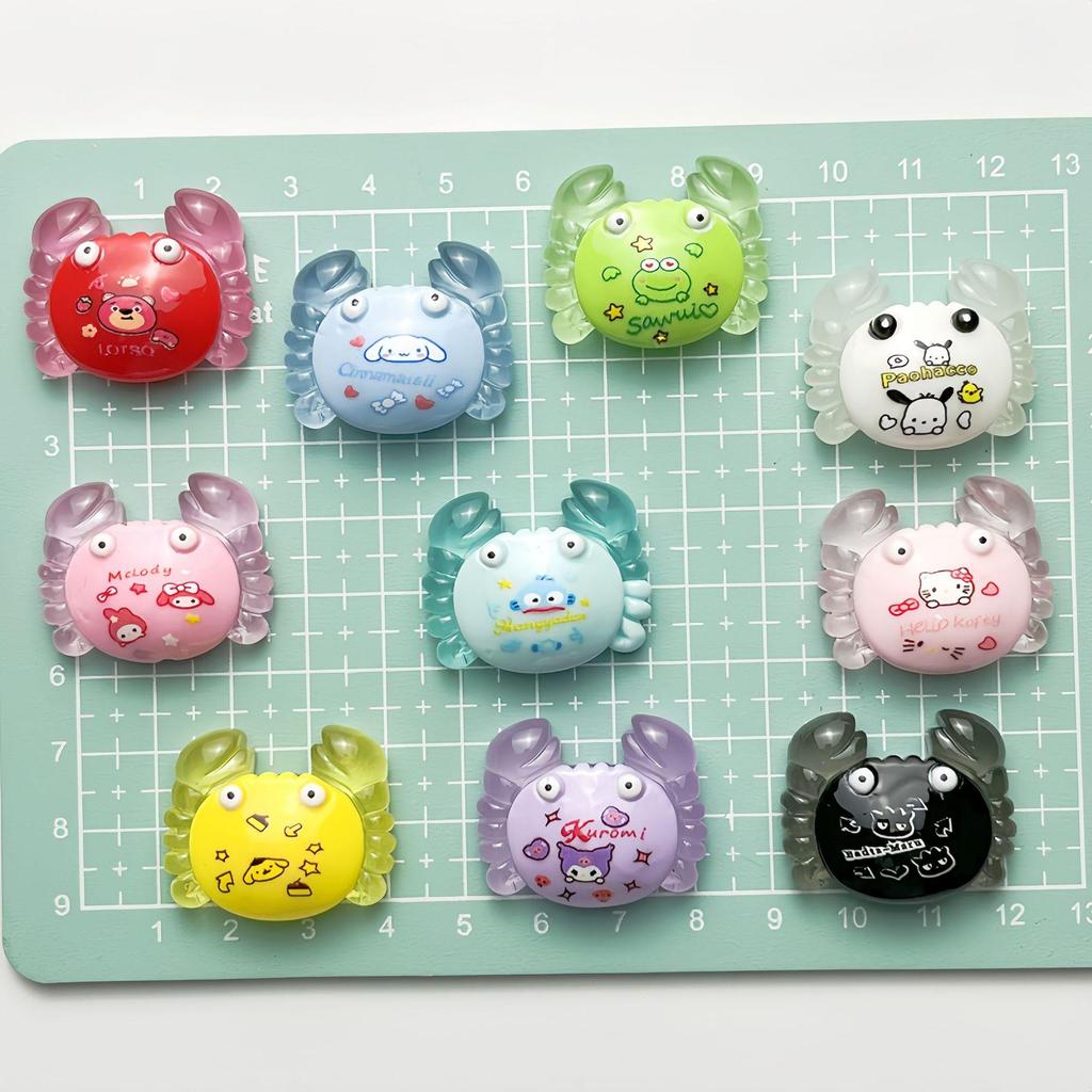 Luminous Crab Tree Resin Decorative Accessories: Hair Clip, Refrigerator Magnet, Keychain Buckle, Ornaments DIY Kit.
