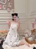 Girly Pajamas Summer Ice Silk Bear Pajamas Japanese Sweet Pajamas Homewear Cute Cartoon Suspender Skirt Powder