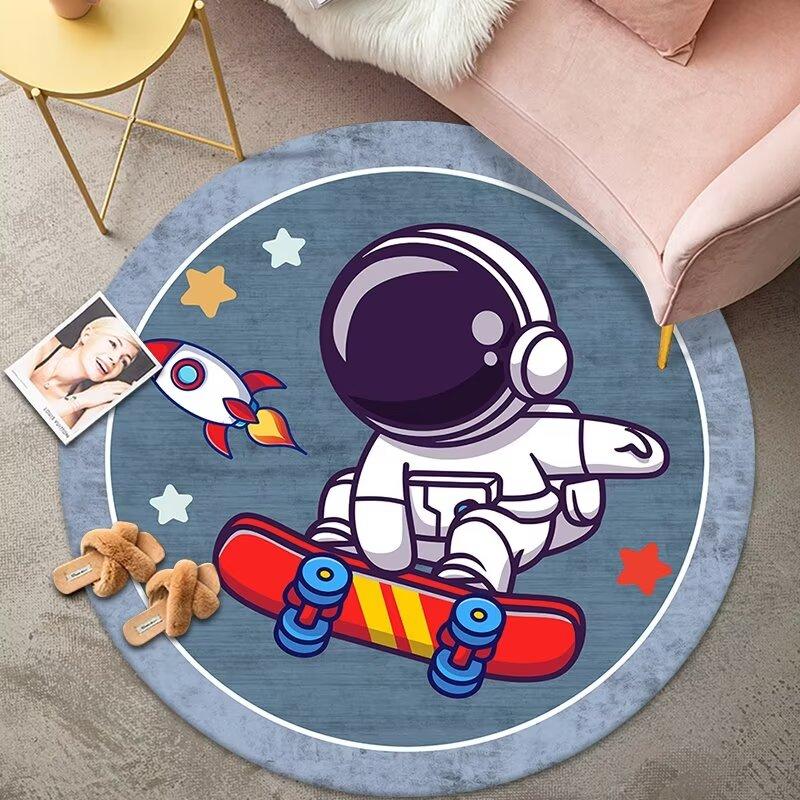 Modernes Kinderzimmer Runder Teppich Cartoon Astronauten Dekor Teppiche Junge Kinderzimmer Nachttischteppich Wohnzimmer Sofa Stuhl Bodenmatte