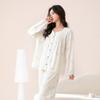 Fenteng [100% cotton] soft V-neck cardigan butterfly casual long sleeved home suit set women's pajamas