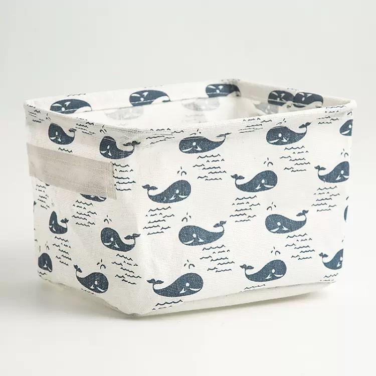 1Pc Black White Polka Storage Basket with Handle Modern Open-Top Tote Bag Durable Fabric Desktop Organizer Box for School Office