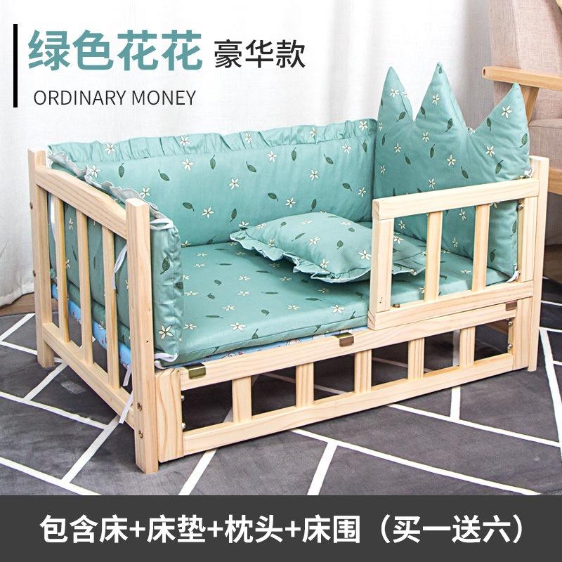 Solid Wood Dog Bed Off The Ground Autumn And Winter Princess Kennel Universal In All Seasons Removable And Washable Teddy Cat Ne