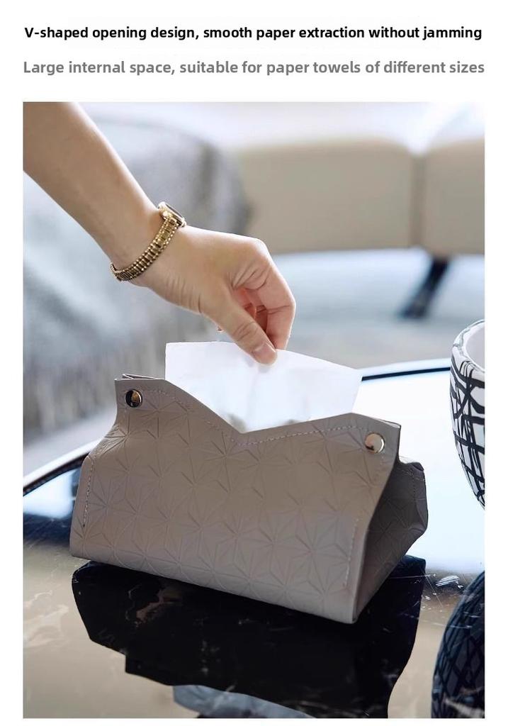 "Geometric Texture Tissue Box" Living Room Coffee Table Tissue Cover Simple Light Luxury Toilet Paper Box Household Storage Box