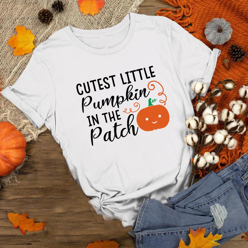 Happy Fall Pumpkin Halloween Day Graphic Tees Women Short Sleeve T Shirt Streetwear Aesthetic T