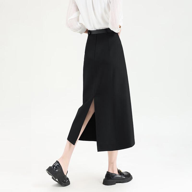TERRE BLEUE Women's Versatile Slit Midi Skirt