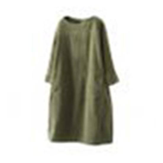 

Женское осенне-зимнее повседневное теплое сплошное вельветовое свободное платье миди с карманами XL трава зеленый