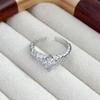 Exquisite Light Luxury Niche High-End Single Diamond Brushed Opening Ring Women'S Fashion Super Flash Diamond Ring
