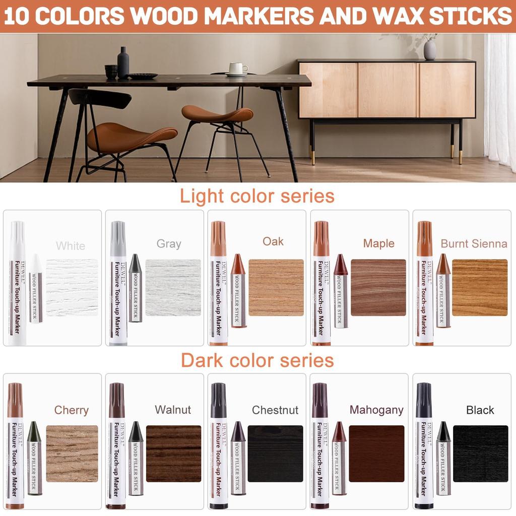 DEWEL Holzkratzer Reparatur Möbelreparatur Möbelreparatur Bodenreparatur Stifte und Reparatur für Tür Möbel Kaschierung und Beinhaltet Kernset für
