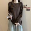 T-shirt Long Manches Dentelle Grande Taille Amincissant pour Femme - Automne/Hiver Coupe Ample